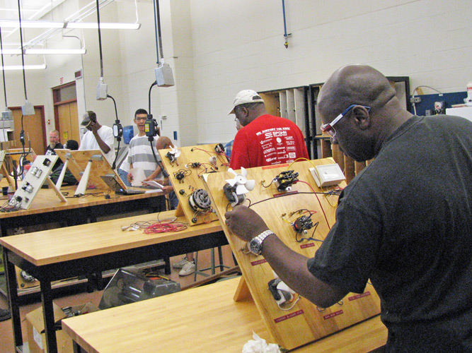 Students working HVAC lab