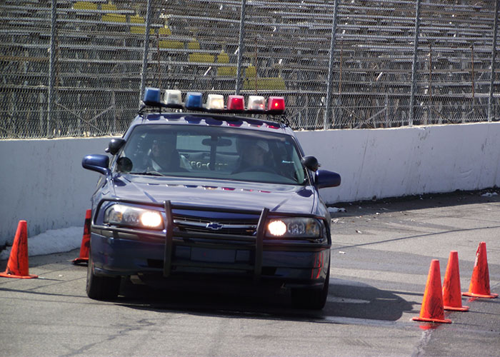 Police car on pratice track