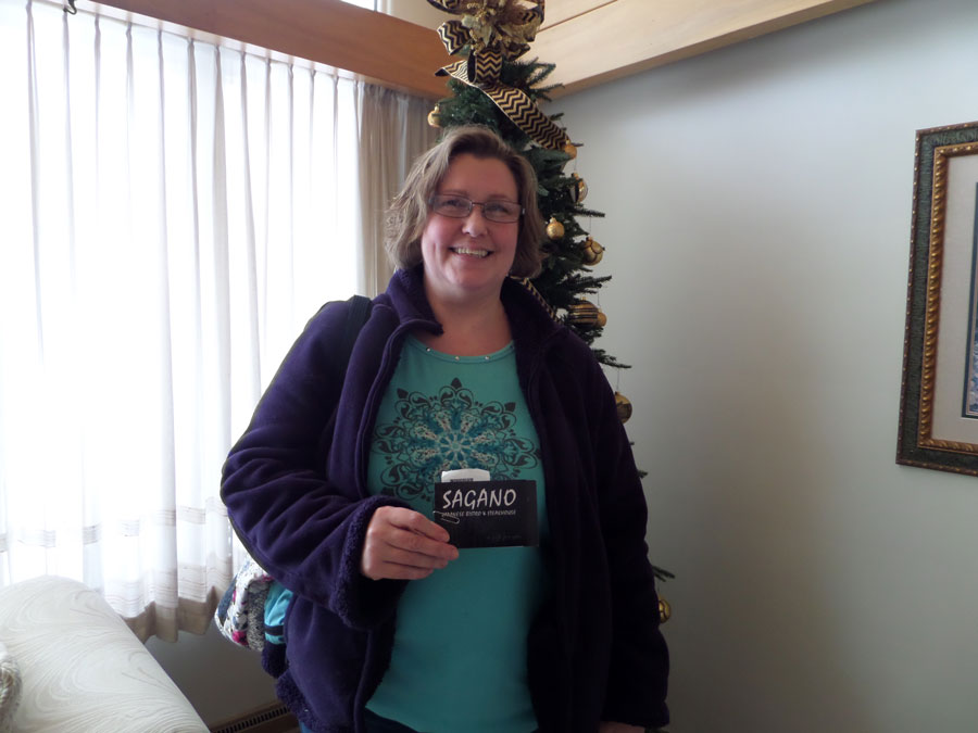 Pam Martin won the Sagano gift certificate!