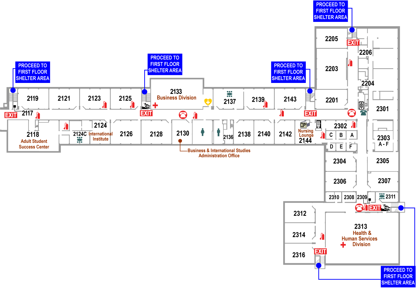 Curtice-Mott Complex Second Floor East Floor Plan Map