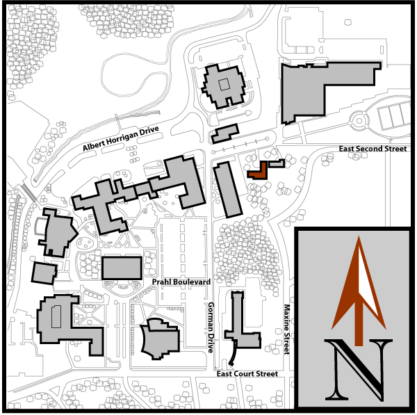 Main Campus Flint Aerial Map with Presidential Conference Center highlighted