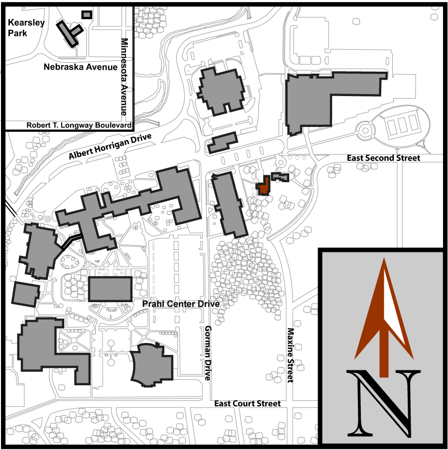 Main Campus Flint Aerial Map with Presidential Conference Center highlighted