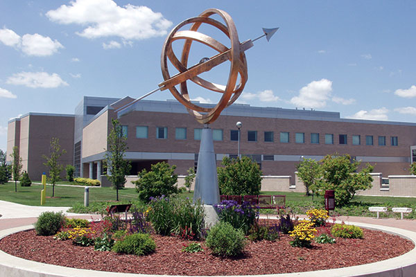 Armillary Sphere sculpture garden at the SE corner of the Regional Technology Center on the main campus